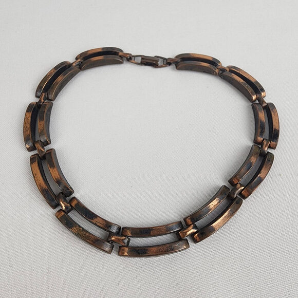 Vintage Copper Link Collar Necklace - Picture 2 of 6